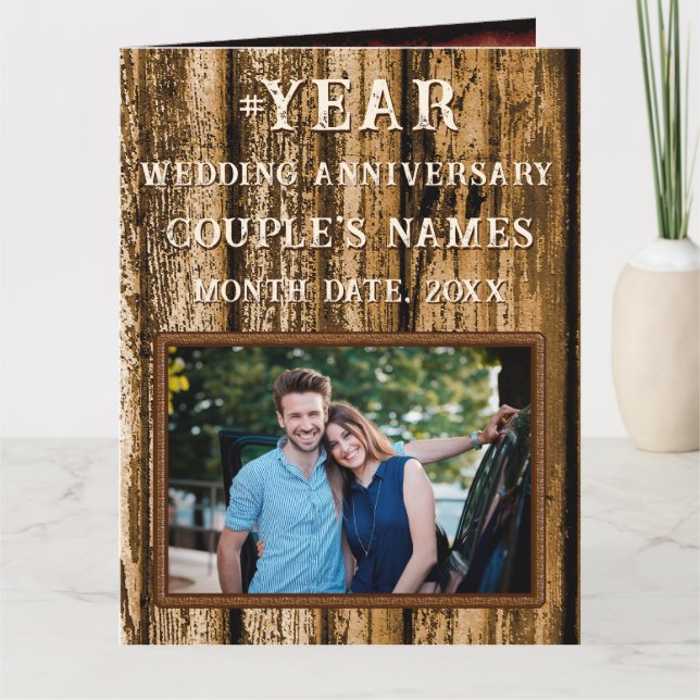 Carte Faux, Wood Anniversary Card, pour lui pour n'impor (Devant)