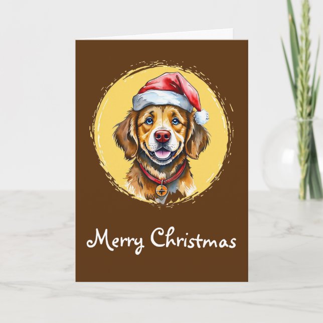 Carte Favoris de Noël animal amusant - Chien 1 (Devant)