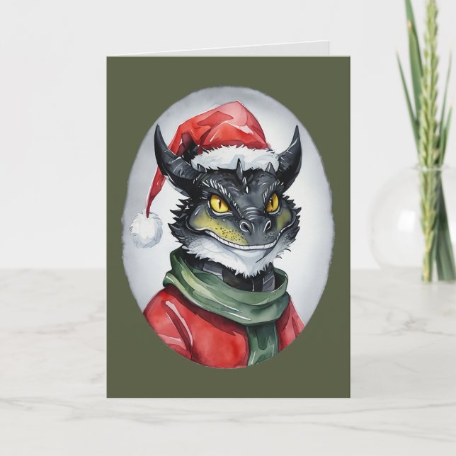 Carte Favoris de Noël animal amusant - Dragon 1 (Devant)