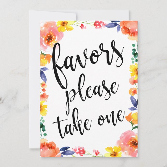 Carte Favoriser S'Il Vous Plaît Prendre Un Signe Floral  (Devant)