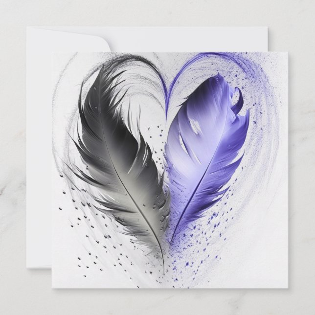 Carte Feather Heart - Indigo (Devant)