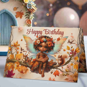 Carte Fée afro-américaine de la forêt Joyeux Anniversair