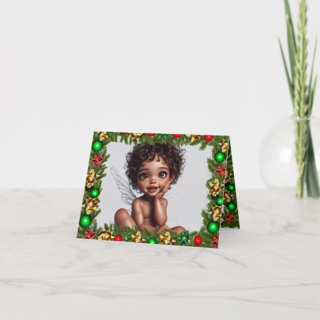 Carte Fée de Noël pour bébé à peau Brown (Devant)
