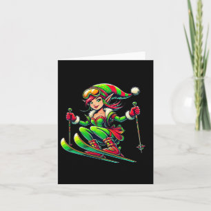 Carte Fée de Noël - Ski de snowboard de Noël