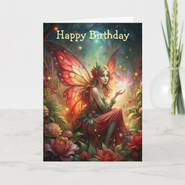 Carte Fée en rouge (Devant)