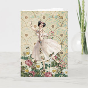Carte Fée florale dansante - Note de bienvenue Vintage v