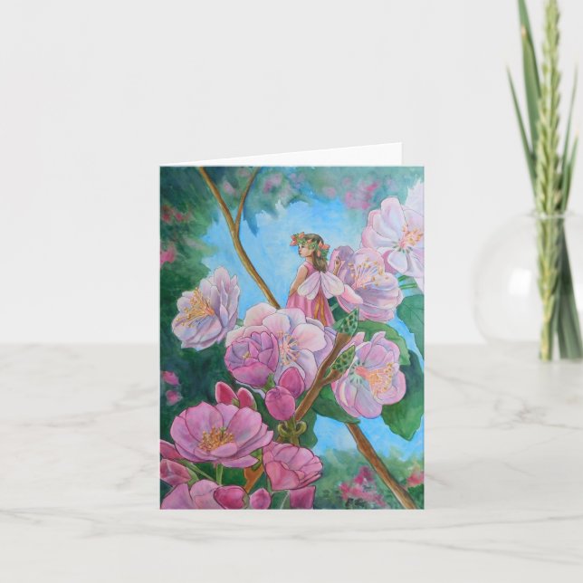 Carte Fée parmi les fleurs de cerisiers (Devant)