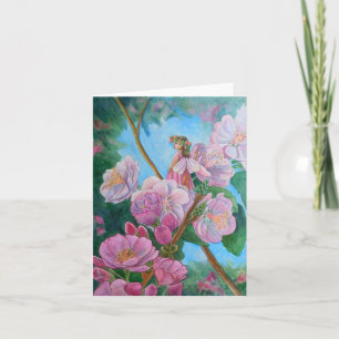 Carte Fée parmi les fleurs de cerisiers