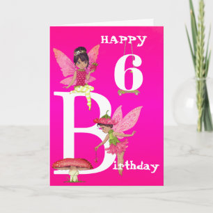Carte Fée Thème Fille Cheveux foncé Chaud rose âge enfan