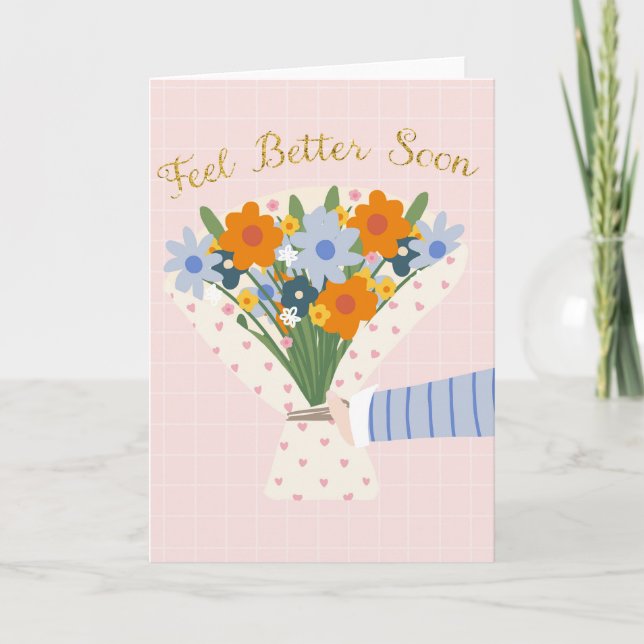 Carte Feel Better Soon Flower Bouquet From Us (Devant)