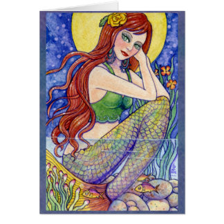 Carte féerique d'imaginaire de mer de sirène par
