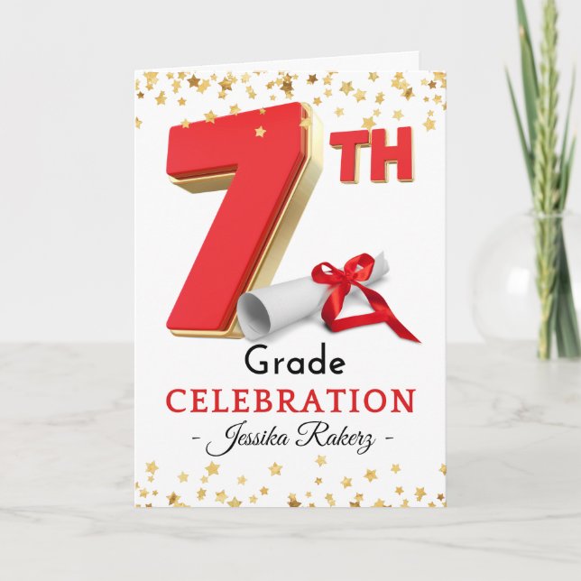 Carte Félicitations 7e année Célébration Graduation (Devant)