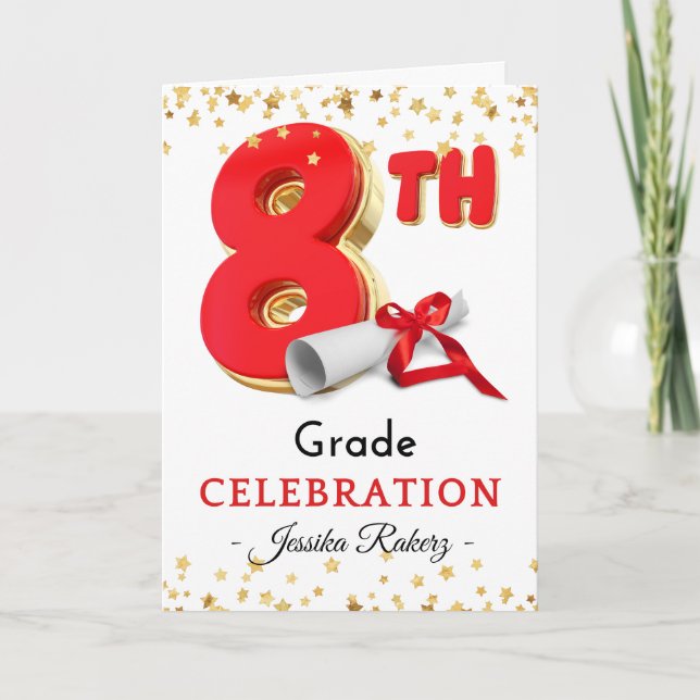 Carte Félicitations 8e année Célébration Graduation (Devant)