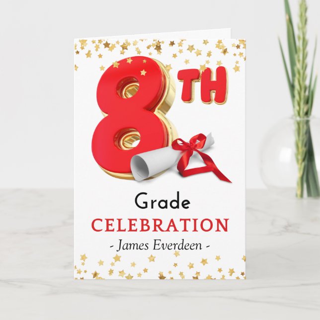 Carte Félicitations 8e année Célébration Graduation (Devant)