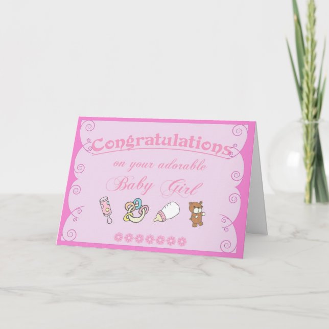 Carte Félicitations à Baby Girl/Pink (Devant)