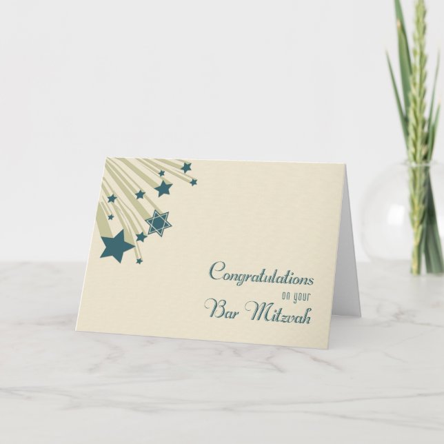 Carte Félicitations à Bar Mitzvah pour ses étoiles tirée (Devant)