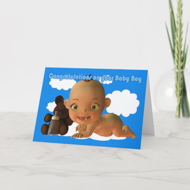 Carte Félicitations A Beautiful Baby boy (Devant)