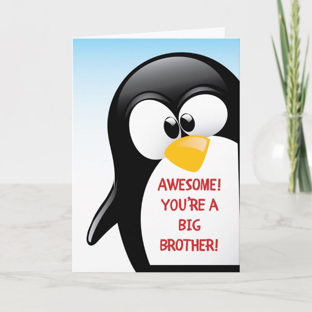 Carte Félicitations à Big Brother, Super Penguin (Devant)