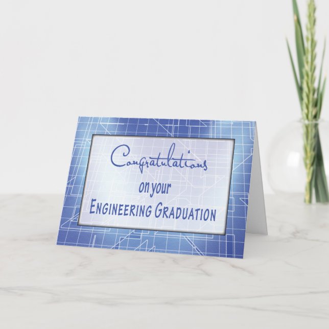 Carte Félicitations à Bluepr pour ses diplômes en ingéni (Devant)