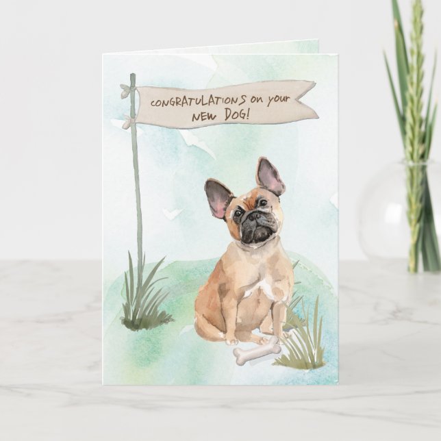 Carte Félicitations à Bulldog en France pour le nouveau  (Devant)