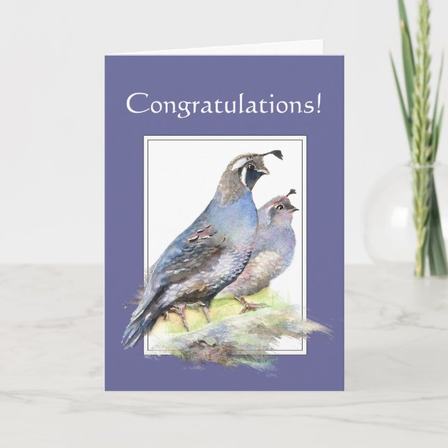 Carte Félicitations à Couple California Quail Birds (Devant)