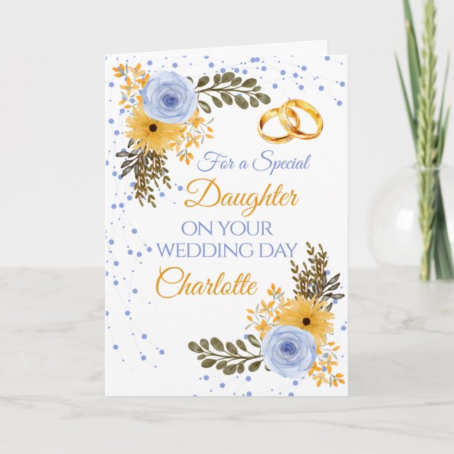 Carte Félicitations à Fille Mariée de mariage Jour Fleur (Devant)