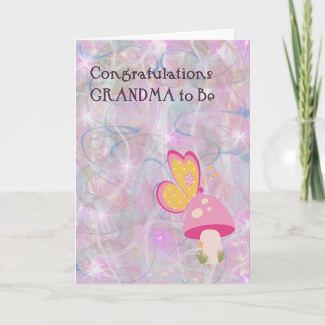 Carte Félicitations à Grand-mère. Rose (Devant)