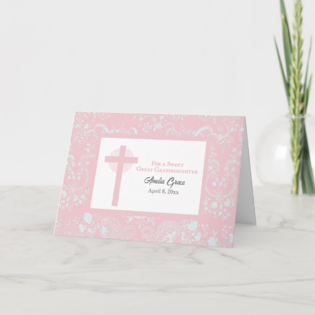 Carte Félicitations à Great Grandgirl Christening (Devant)