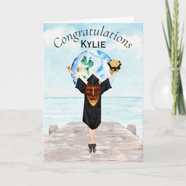 Carte Félicitations à la jeune fille pour son diplôme (Devant)