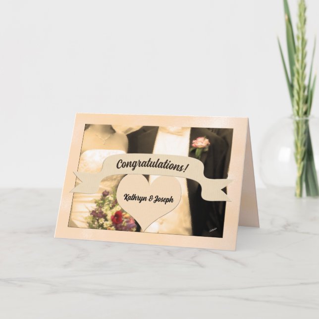 Carte Félicitations à la mariée et à la fille Sepia Coup (Devant)