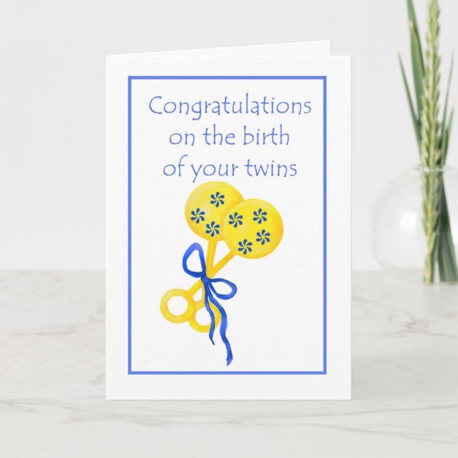 Carte Félicitations à la naissance de jumeaux (Devant)