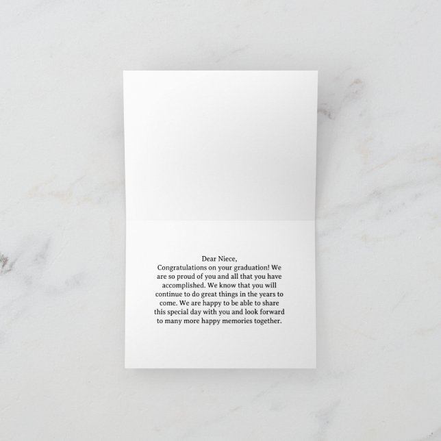 Carte félicitations à la nièce pour l'obtention du diplô (Intérieur)