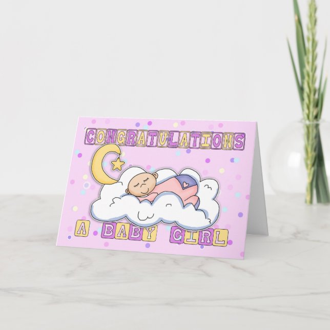 Carte Félicitations à la nouvelle petite fille (Devant)