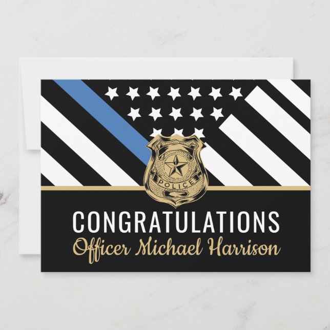 Carte Félicitations à la Police Blue Line Flag (Devant)