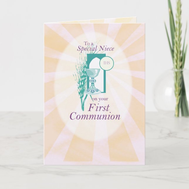 Carte Félicitations à la première communion nièce (Devant)
