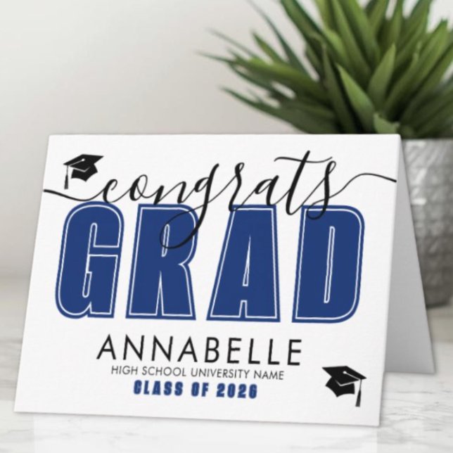 Carte Félicitations à la promotion Blue Graduation (Congratulations Grad Blue Graduation Card)