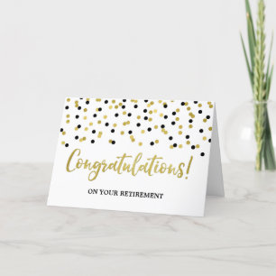 Carte Félicitations à la retraite Black Gold Confetti