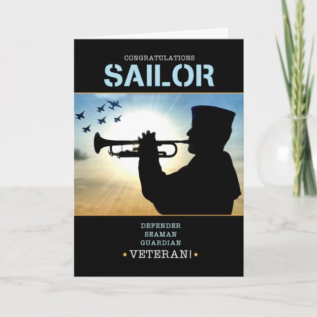 Carte Félicitations à la retraite militaire Sailor (Devant)