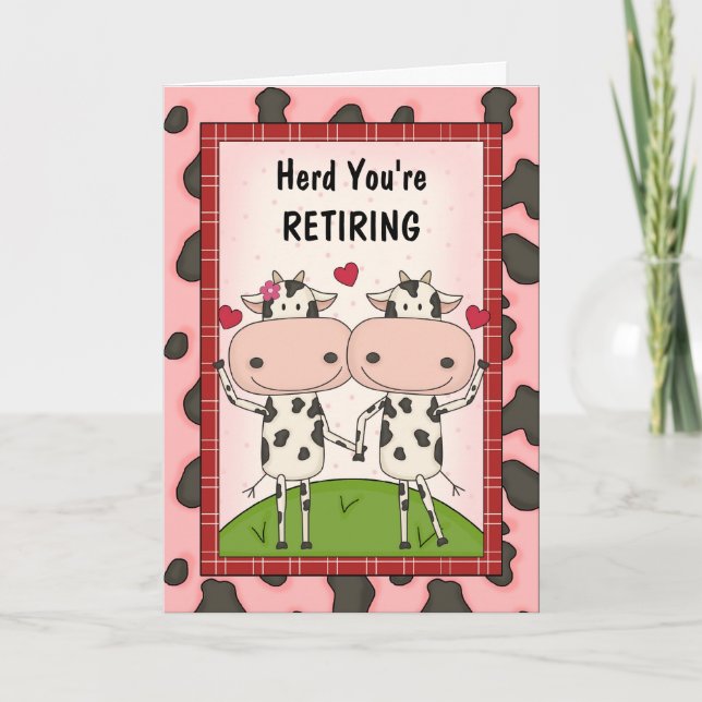 Carte Félicitations à la retraite - Vaches (Devant)