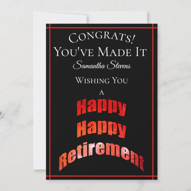 Carte Félicitations à la retraite Vous l'avez fait n'imp (Devant)