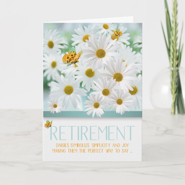 Carte Félicitations à la retraite White Daisy Garden (Devant)