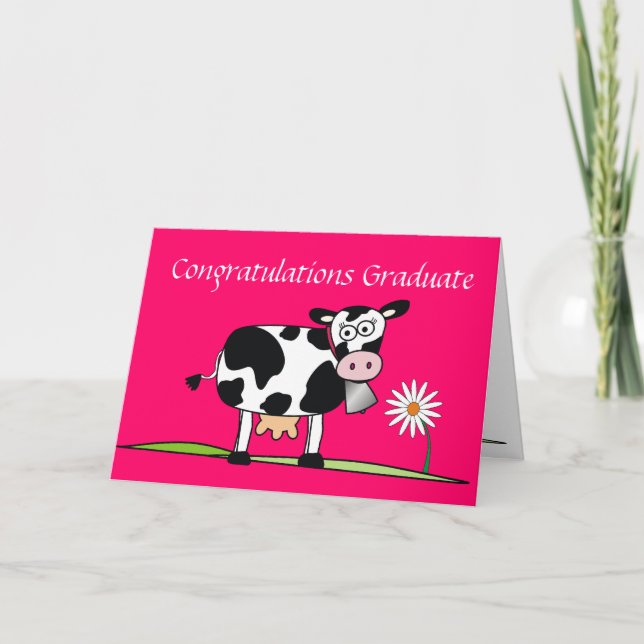 Carte Félicitations à la vache-diplômée (Devant)