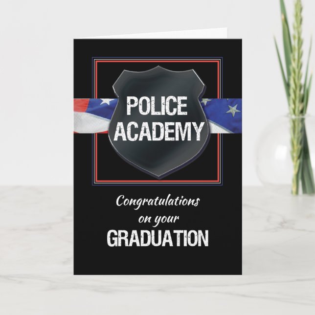 Carte Félicitations à l'académie de police, Noir w (Devant)