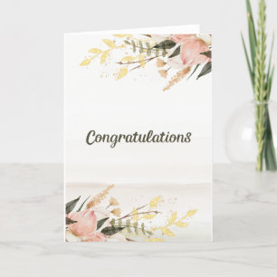 Carte Félicitations à l'aquarelle mariage rouge florale