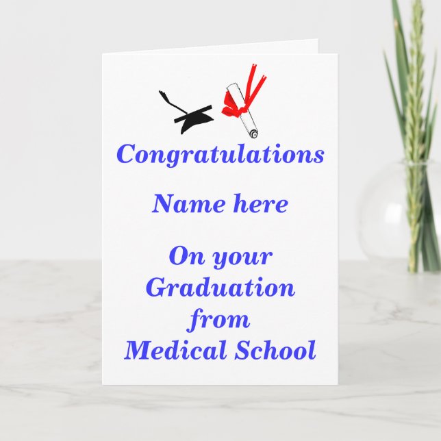 Carte Félicitations à l'école Médicale (Devant)