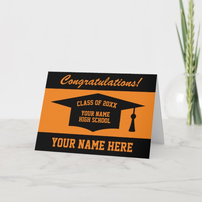 Carte Félicitations à l'école noire et orange (Devant)