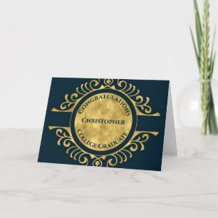 Carte Félicitations à l'Elégant Blue Gold