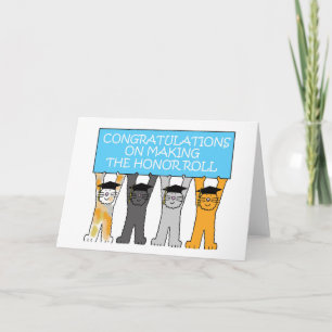 Carte Félicitations à l'honneur Roll Cartoon Cats