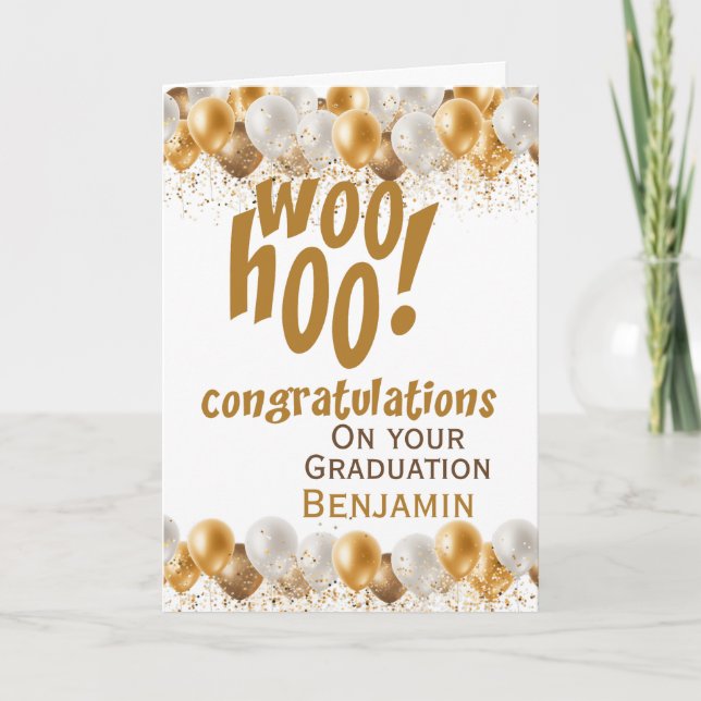 Carte Félicitations à l'obtention du diplôme Gold Balloo (Devant)
