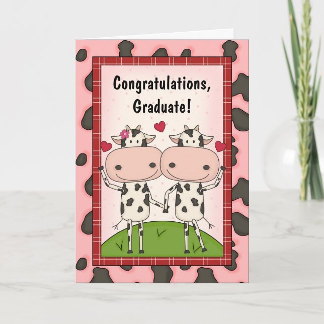 Carte Félicitations à l'obtention du diplôme - Vaches (Devant)